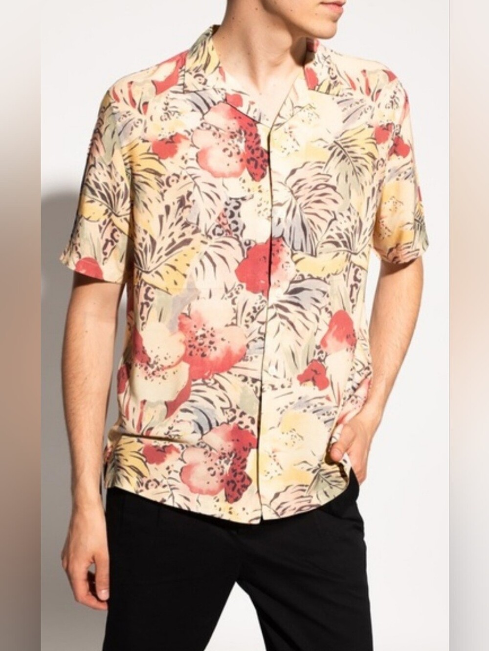 ALLSAINTS Wailea Men's M Floral Hawaiian Camp Shirt Viscose Relaxed NWT